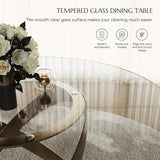 POVISON 51" Modern Round Dining Table, Glass Round Kitchen Table for 4