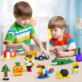 burgkidz Building Blocks Set with Storage Box and Lid Baseplate: 568 Pieces Classic Bricks Compatible with Major Brands, Wheels Doors Windows, STEM Toy for Toddlers Age 3+, Gift for Boys Girls