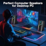USB Powered Stereo Computer Speakers for Monitor, Laptop and Gaming Setup
