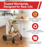 Foldable Shopping Cart with Wheels & Brake System - Heavy Duty Collapsible Utility Cart for Groceries & Laundry