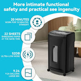 Large Commercial Heavy Duty 22-Sheet High Security Cross-Cut Paper Shredder with 9.24 Gallon Pullout Waste Bin