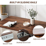 Extendable Dining Table for 4-8 People,55.12''-70.87''Modern Space-Saving Wood Kitchen Table, Rectangle Folding Conference Meeting Table, Walnut
