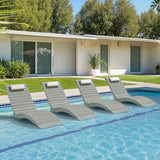 Compsia Pool Lounge Chairs Outdoor Set of 4，HDPS Aquawave Lounge Chair, Long Pool Chairs for in Pools, Weighted All Weather Tanning Chair with Headrest for Outside Beach Patio Sun Bathing Hotel, Gray
