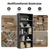 Sweetcrispy Industrial 5 Shelf Bookcase - Large 53 Inch Tall Floor Standing Open Bookshelf with Anti-Tipping Device, Black