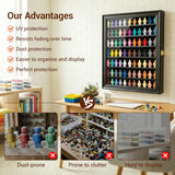 OCEYVI Minifigure Display Case Wall Mounted Lockable Cabinet with UV Door, Adjustable Shelves & Anti-Slip Strips – for Building Block Toys, Model Cars, Action Figures, Coins, Medals, Black