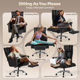 Ergonomic Office Chair with Footrest, Criss Cross Legged Desk Chair with Flip-Up Arms, Wider Thicker Spring Seat, Lumbar Pillow