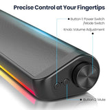 Tylubio Computer Speakers for Desktop, HiFi Stereo PC Soundbar with Dynamic RGB Lighting, USB & Type-C Plug&Play