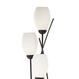 Franklin Iron Works Jareth Modern Industrial 73" Tall Tulip Floor Lamp with Smart Socket Ginger Black Metal 4-Light White Cased Glass Shades for Living Room Family Bedroom Office House Home