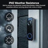 Wyze Battery Video Doorbell Wireless Camera, 1536x1536 HD+ with Color Night Vision, 2-Way Audio, 1:1 Head-to-Toe View