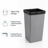 Getzi 5 Pack Gray 50 Gallon Square Commercial Trash Can, Heavy Duty Resin Waste Bin