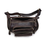 European Brown Men's Leather Large capacity Zipper Single shoulder Crossbody Waist Bag