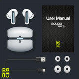 Boudio Max 2.0 Wireless Earbuds, Bluetooth 5.4 True Wireless Headphones with Active Noise Cancellation, Deep Bass Hi-Fi Sound Earphones with Mic for TV, Phone, PC & Laptop
