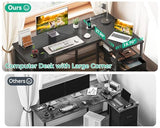 Coleshome L Shaped Computer Desk with 6 Drawers & Power Outlet