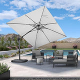 PURPLE LEAF 9' X 12' Left-right Tilt Patio Umbrella Outdoor Cantilever Swivel Rectangle Umbrella Aluminum Offset Umbrella, White