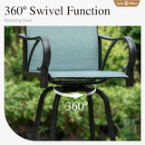 Sophia & William Outdoor Bar Stools Set of 4, Swivel Bar Chairs, Tall Patio Chairs, Outdoor High Top Chairs, Supports 300 lbs (Baby-Blue Fabric)