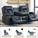 URRED Power Loveseat Recliner Sofa with Massage and Heat，Dark Blue