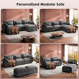 Marsail 110.6" Modular Sectional Sofa, 5-Seat Chenille Couch with Deep Seat