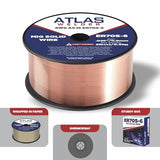 ATLASWELDER Solid MIG Welding Wire, ER70S-6 .035 Inch 2LB with Low Spatter and High Levels of Deoxidizers for All Position Gas Welding