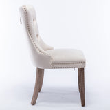 MOOLSUN Velvet Dining Chairs Set of 8, High Back Side Chairs, Modern Padded High-End Tufted Upholstered Chairs with Button-Tufted Back & Rear Pull Tabs, Solid Wood Legs E-Beige(Solid Wood Legs)