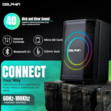 Dolphin Rechargeable Portable Bluetooth Party Speakers, 3D LED Ring Light, TWS, Wireless Microphone, and Multiple Playback Options, Easy-to-Carry, On-The-go, PA System, Karaoke-Ready