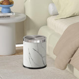YOJIA 4 Gallon / 15L Trash Can Bathroom with Swing Lid, White Gold Garbage Can, Leather, Modern, Large Office Waste Basket, for Bedroom, Kitchen, Powder Room, Hotel, Business(15L Ink Marble)