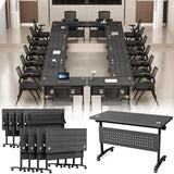 8PCS Modular Folding Conference Table, Mobile Meeting Training Table