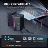 Desktop PC Speakers with Volume Control, RGB Gaming Loudspeakers Wired with 3.5mm Aux Audio Cable for Laptop