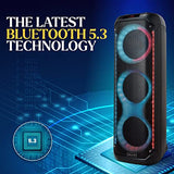Dolphin KaraokeBox 380: Triple 8" Bluetooth Party Speaker – Powerful Sound System, Long-Lasting Rechargeable Battery, LED Lights, 35-Inch Tall, Portable Design, AUX/USB/TF/Bluetooth Connectivity