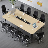 8FT Conference Table, 94.48” Meeting Seminar Table, Boardroom Table Workstation for Meeting Room, Office Conference (Light Oak)