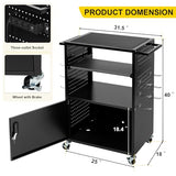 Mobile AV Cart with Locking Cabinet & Wheels, Heavy Duty Rolling Media Cart with Customized Pegboard & Hooks