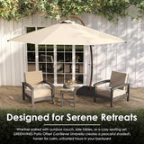 GREENVINES 11-FT-Patio-Offset-Cantilever-Umbrella | Outdoor Large Umbrellas with Base | Aluminum Ribs | Heavy Duty | Curvy | 360°Rotation | for Pool Garden Backyard Deck Lawn | Tan