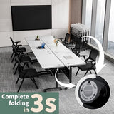 8PCS Modular Folding Conference Table, Mobile Meeting Training Table with 2 Cable Grommets & 4 Lockable Wheels,Space Saving Nesting Storage for Office School Seminar Classroom(8pcs,White,47.2in)