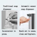 SUREK Simple Stainless Steel soap Dispenser Automatic Liquid Soap Dispenser Countertop 300 ml(10.6 oz) Rechargeable Touch-Free Easy to use