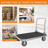Platform Truck Cart, Foldable Push Cart Dolly Large Flatbed w/Rubber Mat and 6'' Wheels