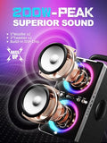 YIER Bluetooth Speaker, 200W Peak Loud Stereo with Big Bass, 20H Playtime, TWS, Fast Charging, Portable Handle, Wireless Large Boombox Bocina with LED Light for Party Outdoor Backyard Camping