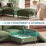 LINSY HOME 76" Modular Sectional Sofa with Storage