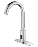 AOLIHAN Touchless Bathroom and Kitchen Sink Faucet Commercial Public Automatic Motion Sensor Faucet with Deck Plate and Temperature Mixer,Battery or Plug-in Powered,1 Hole or 3 Hole,Chrome