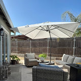 PURPLE LEAF 9.8' X 9.8' Patio Umbrella with Base Outdoor Cantilever Swivel Square Umbrella with Tilt Aluminum Offset Umbrella, White