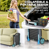 Foldable Shopping Cart with Wheels, 200 lbs Capacity Grocery Cart with 1 Storage Crate