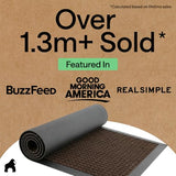 GORILLA GRIP 100% Waterproof All-Season WeatherMAX Doormat, 60x24, US Designed Natural Rubber, Stain and Fade Resistant, Low Profile Indoor Outdoor Door Mats, Easy Clean Patio Mat, Coffee Squares
