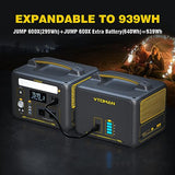 VTOMAN Jump600X 600W Portable Power Station with 640Wh Extra Battery, 939Wh Solar Generator LiFePO4 Battery, Peak 1200W AC Outlet, PD 60W USB-C, 3x12V/10A DC for Outdoor Camping, Off-grid, Home Backup