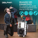 Dolphin KaraokeBox 85R Portable Karaoke Machine | 14" Tablet, Voice Modulation, HDMI, Bluetooth, USB, SD, FM | Rechargeable, 8" 100 Watts, Trolley Handle & Wheels