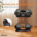 ATIVAFIT Adjustable Dumbbell Set of 2, 11–66LB Quick Adjust Free Weights with Safety Lock & Anti-Slip Steel Handle, Space Saving Home Gym Equipment for Strength Training, Muscle Building & Full Body Workouts