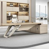 Modern Spacious Executive Desk with Metal Bracket Luxury L Shaped