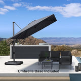 PURPLE LEAF 8.8' X 8.8' Left-right Tilt Patio Umbrella with Base Outdoor Cantilever Swivel Square Umbrella, Grey