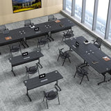 Modern Conference Table, Folding Conference Room Table with Rolling Wheels, Stackable Flip Top Mobile Training Table Modular Seminar Meeting Tables for Office
