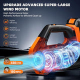 2026 Upgrade Leaf Blower,Leaf Blower Cordless with 2 * 2.6AH Batteries and Fast Charger, 450CFM &150MPH and 2 Speed Mode, Lightweight Electric Leaf Blowers (Orange)
