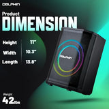 Dolphin Rechargeable Portable Bluetooth Party Speakers, 3D LED Ring Light, TWS, Wireless Microphone, and Multiple Playback Options, Easy-to-Carry, On-The-go, PA System, Karaoke-Ready