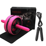 BiJun Ab Roller Wheel for Abs Workout - Complete Home Gym Set with AB Wheel Roller, Knee Mat, and Jump Rope (Pink) BiJun