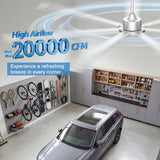 Ohniyou 108'' Industrial Ceiling Fan No Light for Warehouse, Silver